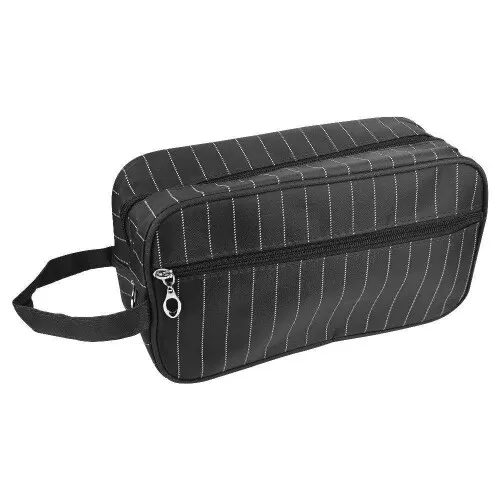 Necessaire masculina listrada com 02 zíperes 25x17x11cm Alinaça