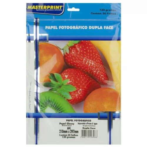 Papel fotográfico glossy 120g A4 dupla face com 50 folhas Masterprint