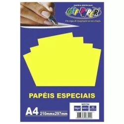 Papel sulfite A4 180g/m² neon amarelo com 20 folhas Off Paper