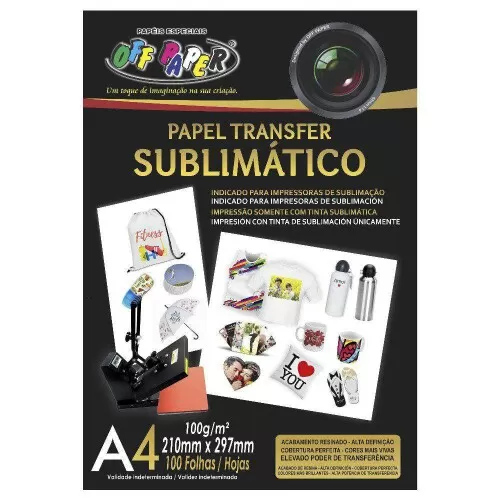 Papel transfer sublimático A4 100g/m² com 100 folhas Off Paper