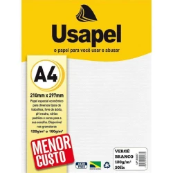 Papel vergê 180g A4 com 50 folhas branco Usapel