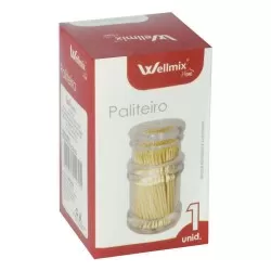 Paliteiro plástico acrílico com palitos Wellmix