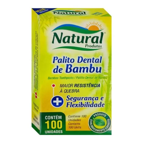 Palito dental de bambu pacote com 25X100 Natural