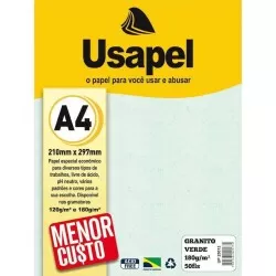 Papel granito 180g/m² A4 verde com 50 folhas Usapel