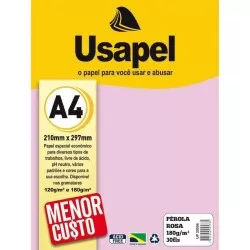 Papel pérola 180g/m² A4 rosa com 30 folhas Usapel