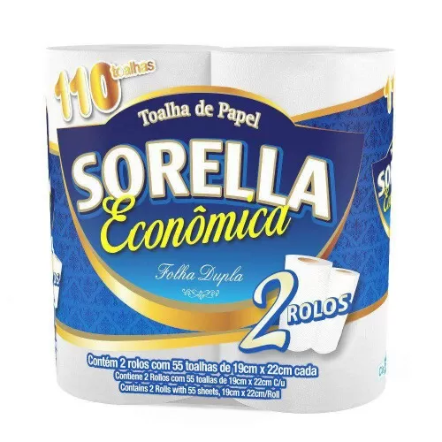 Papel toalha cozinha econômica com 02 unidades 55 folhas cada Sorella cia canoinhas