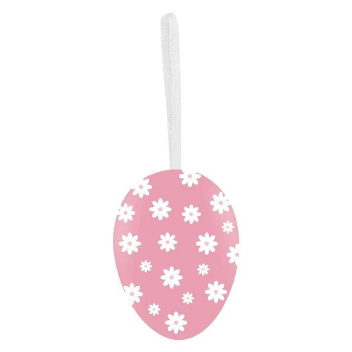 Páscoa ovos decorados de plástico para pendurar branco com rosa 06cm com 06 unidades