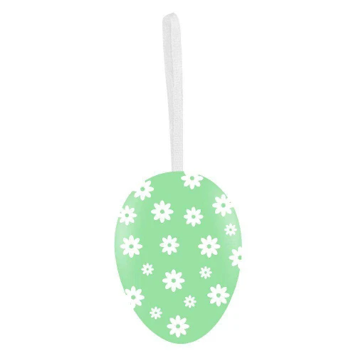 Páscoa ovos decorados de plástico para pendurar branco com verde 06cm com 06 unidades