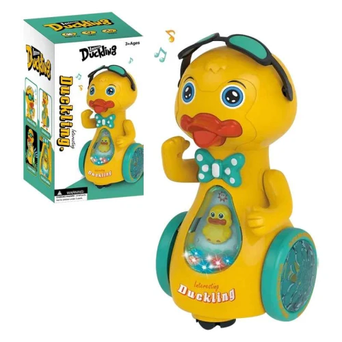 Pato duckling amarelo com som, luz e movimento