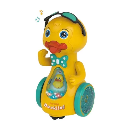 Pato duckling amarelo com som, luz e movimento