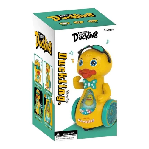 Pato duckling amarelo com som, luz e movimento