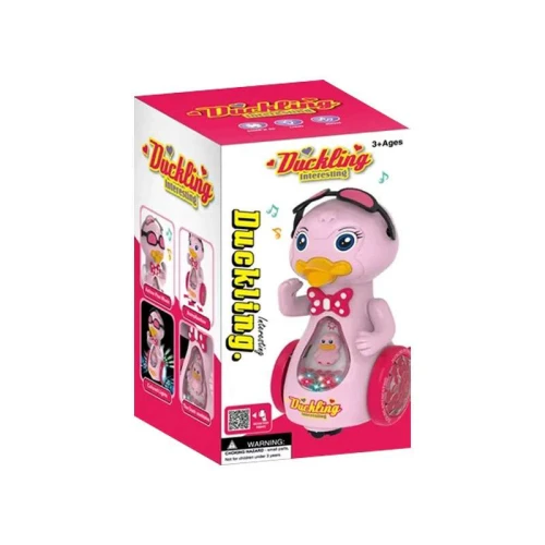 Pato duckling rosa com som, luz e movimento