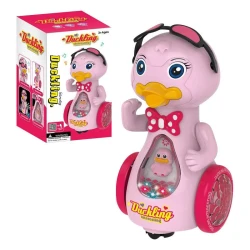 Pato duckling rosa com som, luz e movimento