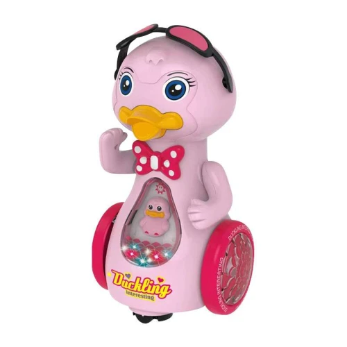 Pato duckling rosa com som, luz e movimento