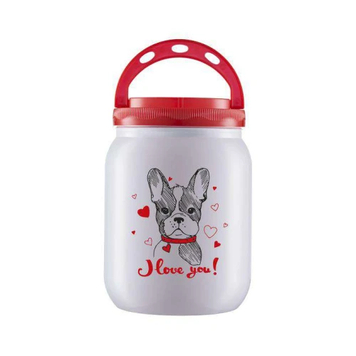 Pet pote plástico branco dog love 1700ml Bandeirantes