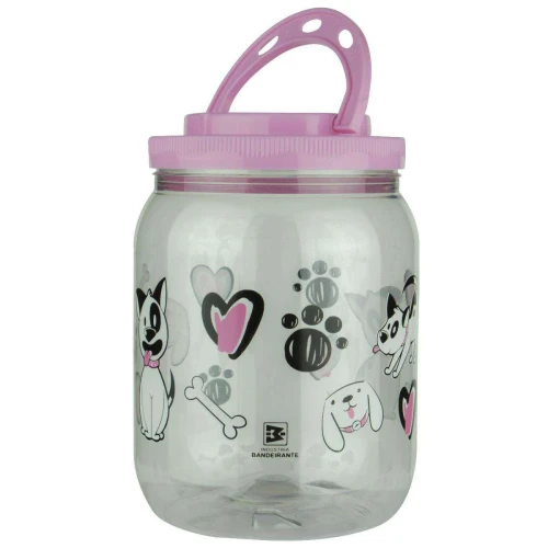 Pet pote plástico transparente decorado dog rosa Bandeirantes