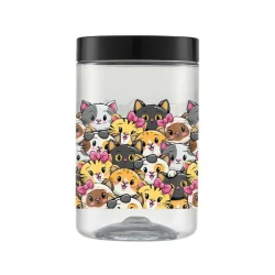 Pet pote plástico transparente decorado mix cat 1500ml Bandeirantes