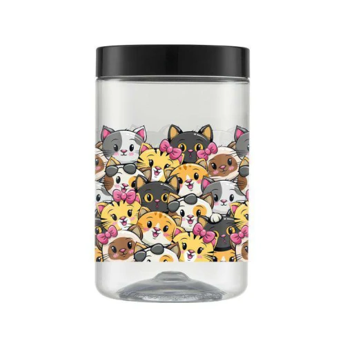 Pet pote plástico transparente decorado mix cat 1500ml Bandeirantes