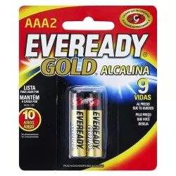 Pilha palito alcalina AAA com 02 unidades Eveready