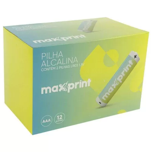 Pilha alcalina palito AAA com 02 unidades Maxprint