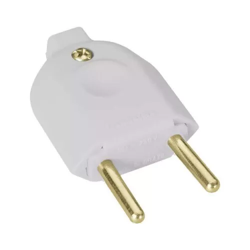 Pino plug macho 2 pinos branco maciço new 10A F.C