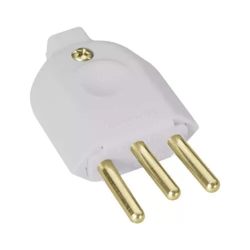 Pino plug macho 3 pinos branco maciço new 10A F.C