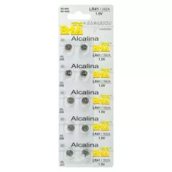 Pilha bateria LR41 alcalina BR55 1,5V cartela com 10 unidades Energética