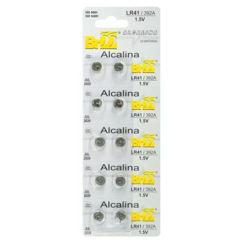 Pilha bateria LR41 alcalina BR55 1,5V cartela com 10 unidades Energética