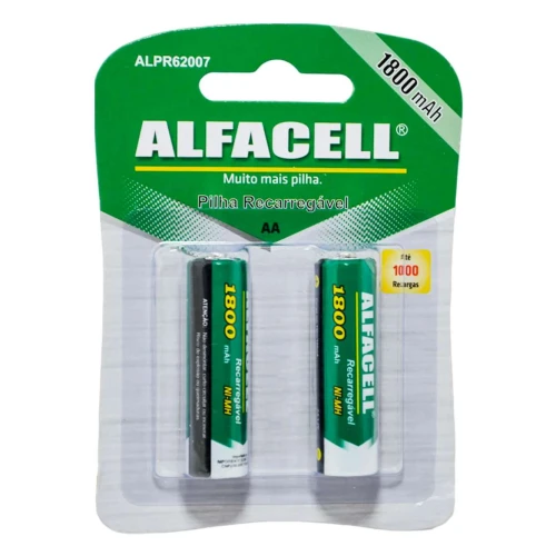 Pilha recarregável AA com 02 unidades 1800mAh Alfacell