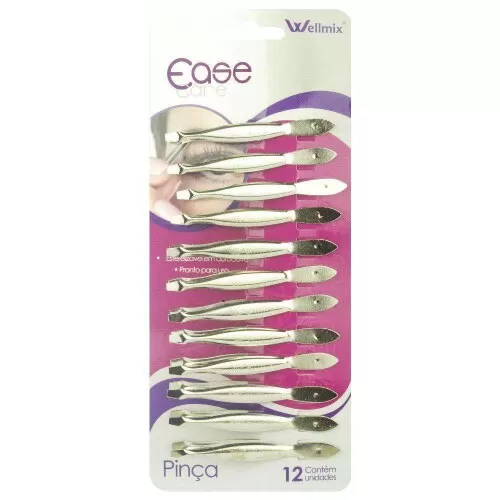 Pinça de inox cartela com 12 unidades Ease Care Wellmix