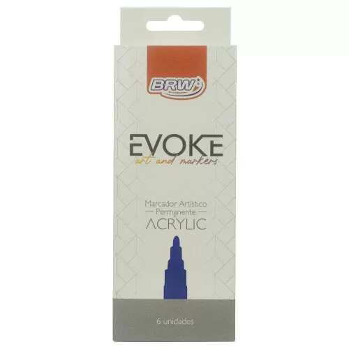 Pincel permanente artístico evoke acrylic azul escuro Brw