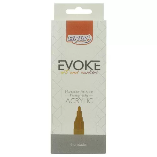 Pincel permanente artistico evoke acrylic dourado Brw