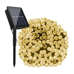 Pisca pisca com 100 leds/10 metros branco quente com energia solar