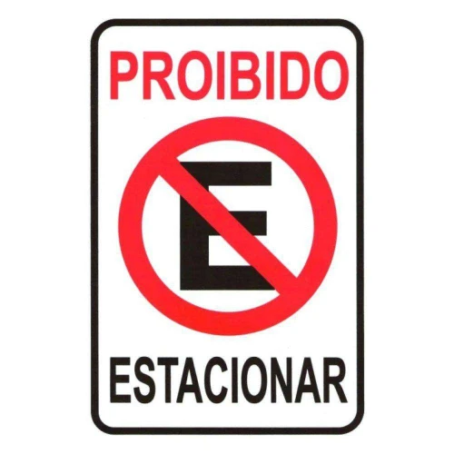 Placa de sinalização plástica proibido estacionar 20x30cm