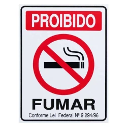 Placa de sinalização plástica proibido fumar 20x30cm