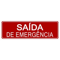 Placa de sinalização plástica saída de emergência