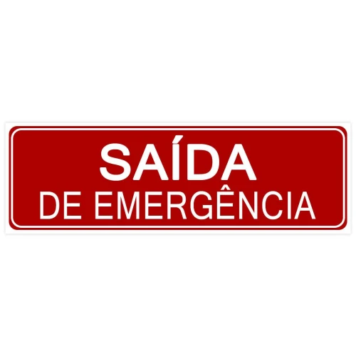 Placa de sinalização plástica saída de emergência