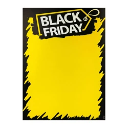 Placa de papel Black Friday vertical A4 com 25 unidades