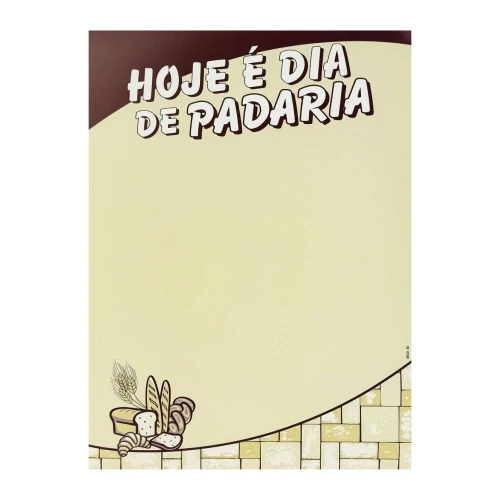 Placa de papel Hoje é dia de padaria 30x21cm com 25 unidades