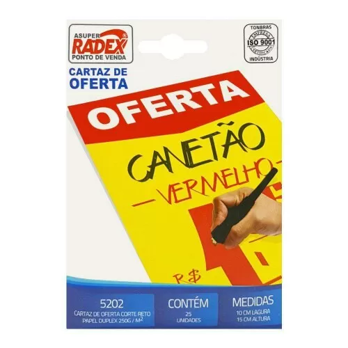 Placa de papel oferta vertical 10cm x 15cm com 25 unidades 5202 Radex