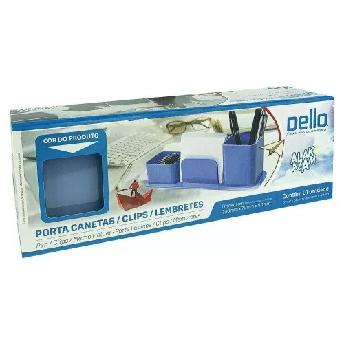 Porta canetas/clips/lembrete azul Dello