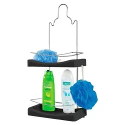 Porta shampoo de parede duplo metal com plástico preto Niquelplast