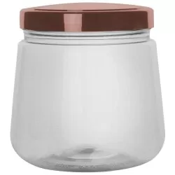 Pote plástico transparente tampa metal rose 1200ml Bandeirante