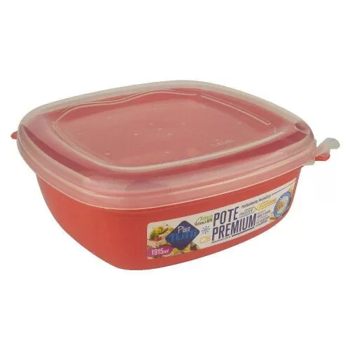 Pote plástico quadrado G 1915ml verão coral Plastutti