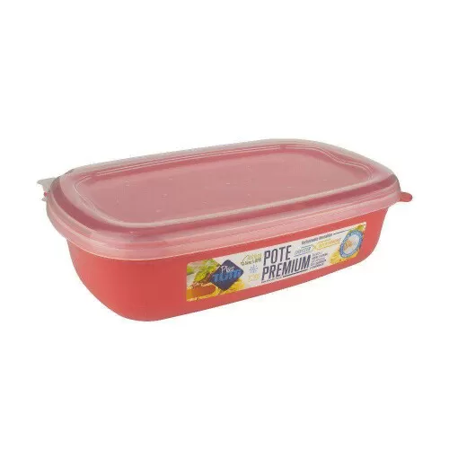 Pote plástico retangular M 1900ml verão coral Plastutti