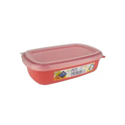 Pote plástico retangular P 1400ml verão coral Plastutti