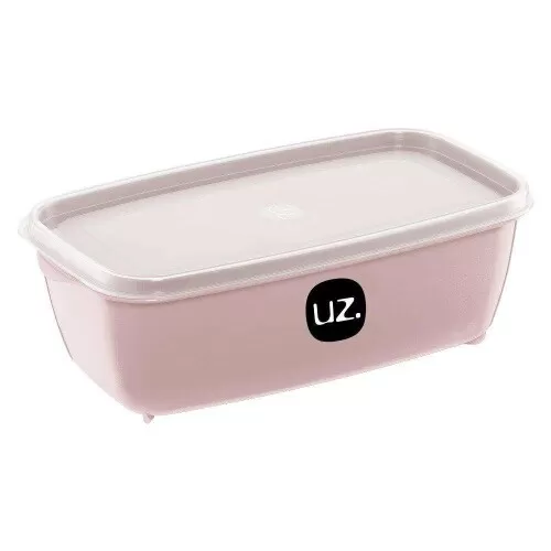 Pote plástico retangular multiuso rosa 1500ml Uz. Utilidades