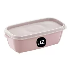 Pote plástico retangular multiuso rosa 500ml Uz. Utilidades