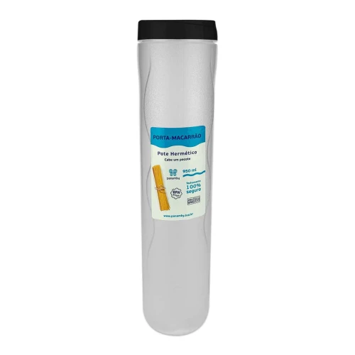 Porta macarrão hermético 950ml tampa preta Panamby