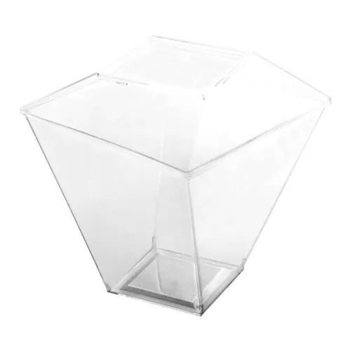 Pote acrílico 150ml quadrado sobremesa com 10 unidades cristal Prafesta